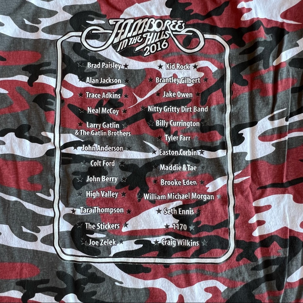 ⭐️ 2016 Jamboree in the Hills Vintage Red Camouflage Country Concert Tee LARGE - Picture 4 of 16